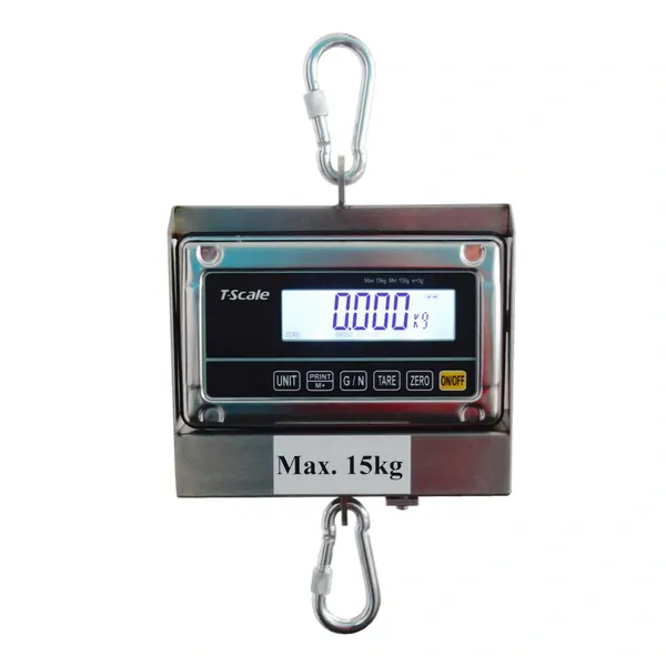 LESAK J1-RWS-IP, 3kg/1g, nerez (Závěsná/jeřábová voděodolná váha pro obchodní vážení s LCD displejem v nerezu)