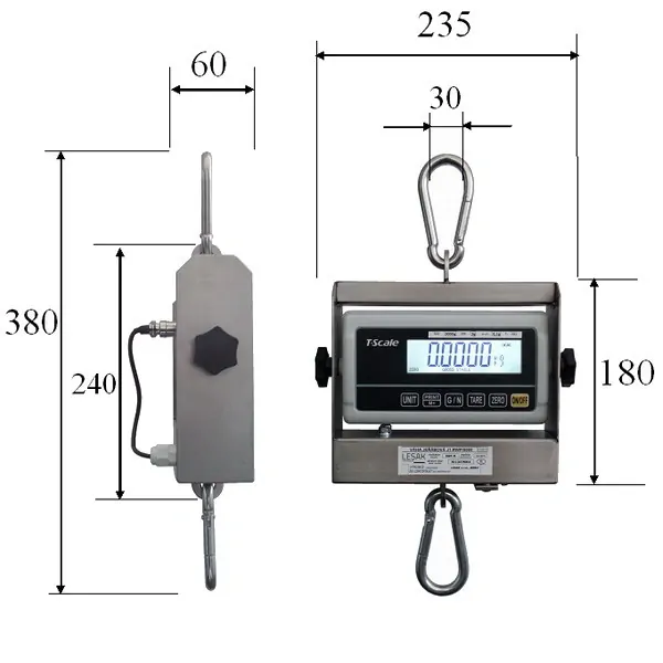LESAK J1-RWP, 3kg/1g (Závěsná/jeřábová váha pro obchodní vážení s LCD displejem)